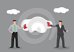 Business People Using Cloud Technology to Send and Receive Files Vector Business Illustration