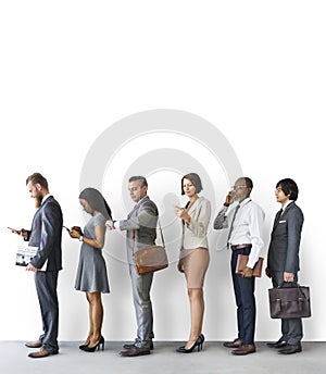 Business People Using Device Rush Hour Concept