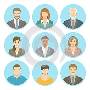 Business people vector flat avatars male and female