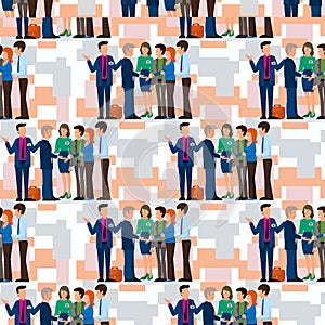 Business people vector groups presentation to investors conferense teamwork meeting characters interview illustration photo