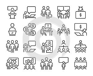 Business People Vector Line Icons Set. Editable Stroke, 64x64 Pixel Perfect.