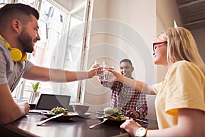 Business people in vegan restaurant