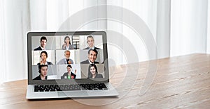 Business people on video conference for modish virtual group meeting