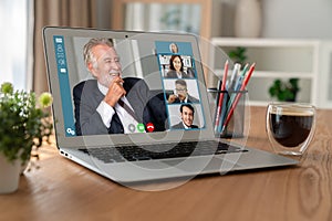 Business people on video conference for modish virtual group meeting