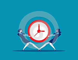 Business people and vying for time. Concept business vector, Take time, Teamwork, Clock photo