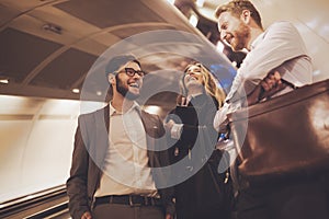 Business people waiting for subway transportation