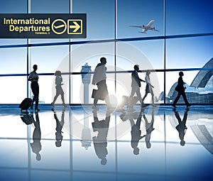 Business People Walking Airport Business Trip Travel Destination