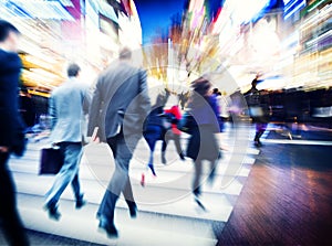 Business People Walking Commuter Travel Motion City Concept photo