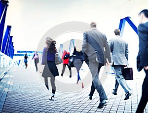 Business People Walking Commuter Travel Motion City Concept