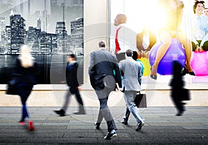 Business People Walking Commuter Travel Motion City Concept