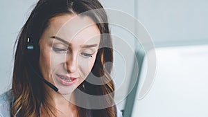 Business people wearing headset working in office