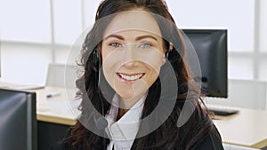 Business people wearing headset working in office