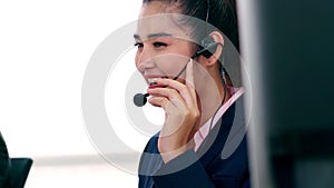 Business people wearing headset working in office