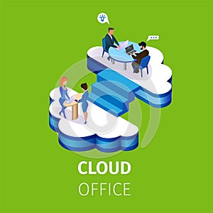 Business People Work in Multistorey Cloud Office