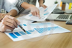 Business people working analysis graph on desk at meeting room, Corporate Communication Teamwork Concept