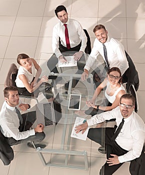 Business People Working Around a Conference Table