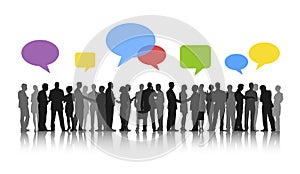 Business People Working Discussion Speech Bubbles Concept