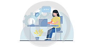 Business people working flat illustration. Can be use for web page design templates for online shopping, digital marketing,