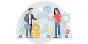 Business people working flat illustration. Can be use for web page design templates for online shopping, digital marketing,