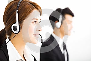 Business people working with headset in office