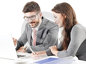 Business people working on laptop