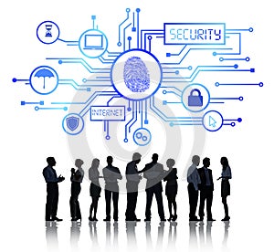 Business People Working and Network Security Concept