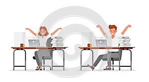 Business people working in office character vector design. no10