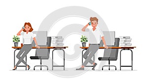 Business people working in office character vector design. no11