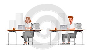 Business people working in office character vector design. no9