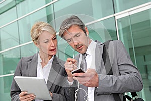 Business people working outside the office