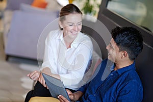 Business people Working In Relaxation Area Of Modern Office