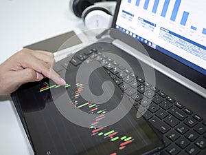 business people working with stock trading forex on mobile and laptop