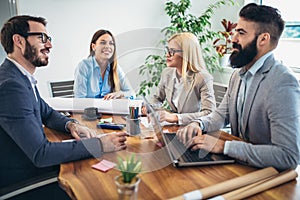 Business people working together on project in office