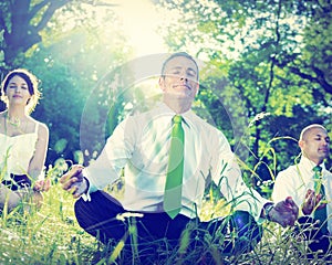 Business People Yoga Relaxation Wellbeing Concept