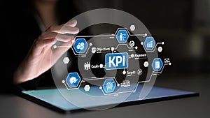 Business Performance Metrics and Key Performance Indicators Visualization with Technology and Data Analysis Concepts on