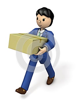 Business person carrying big parcel.