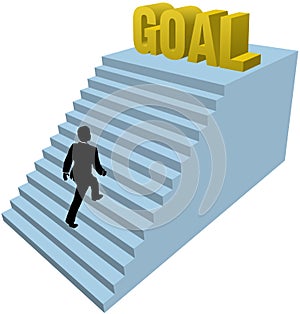 Business person climbs steps achieve goal