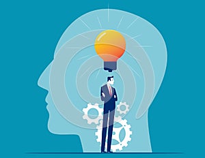 Business person with critical thinking mind. Vector illustration concept