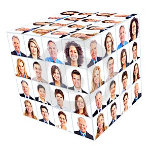 Business person group. Cube collage.