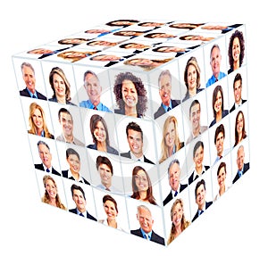 Business person group. Cube collage. photo