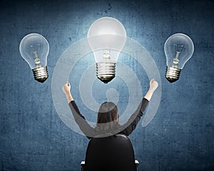 Business person have bright idea light bulb