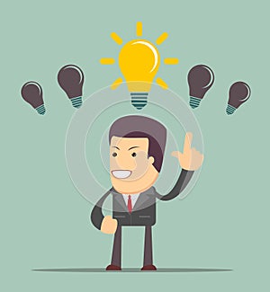 Business person having an bright idea light bulb concept