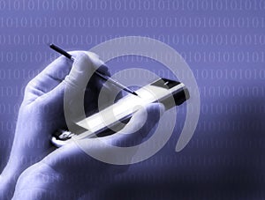 Business Person Holding PDA