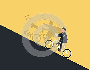 Business person ride a bicycle and the vision with success.