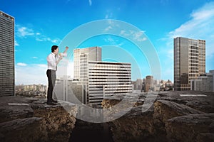 Business person using bullhorn