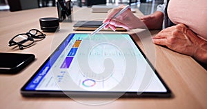 Business Person Using CRM Software System