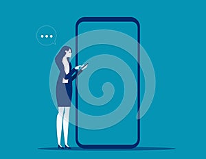 Business person using phone. Business vector illustration concept