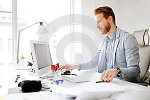 Business person working on computer