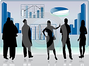 Business picture with people silhouettes