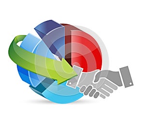 business pie chart handshake concept